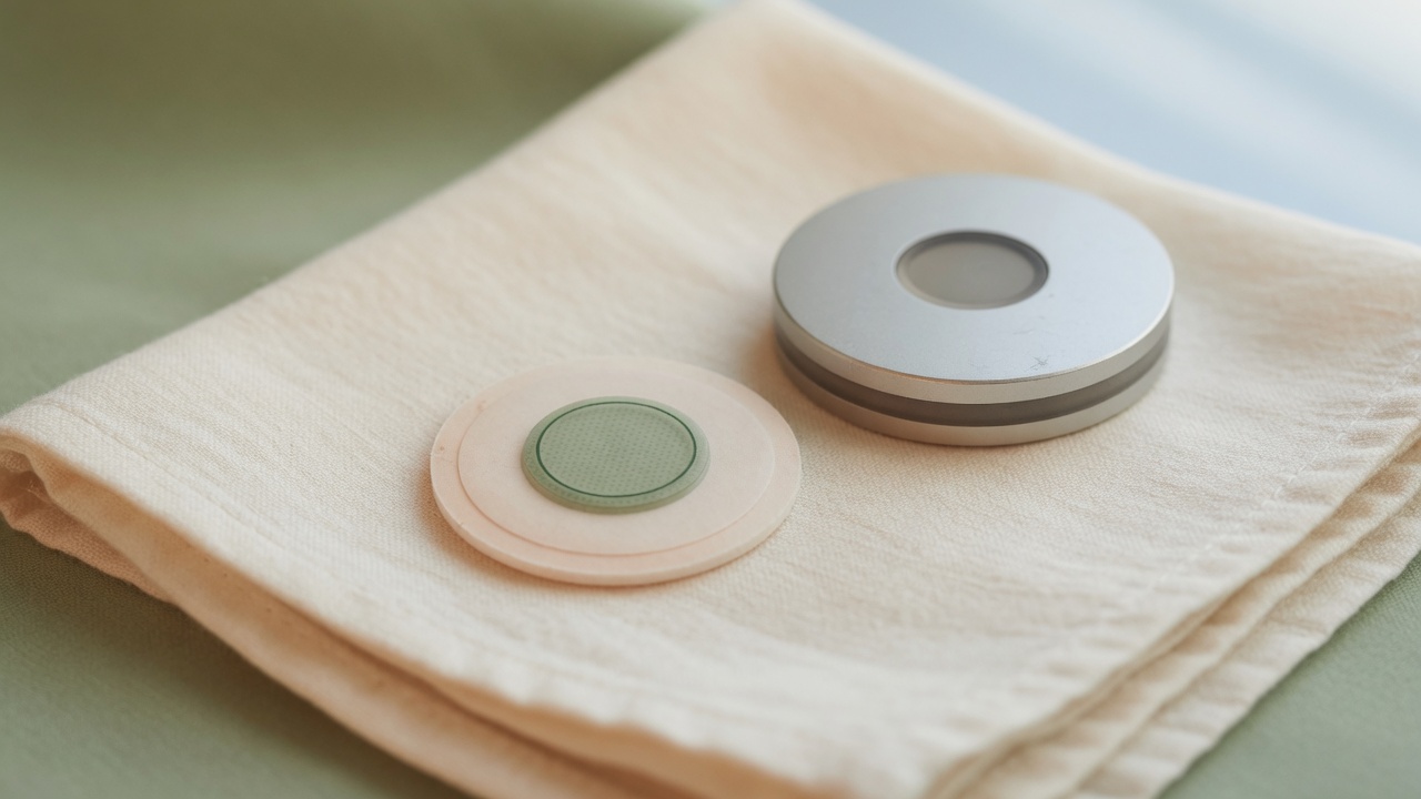 The round reader puck on pale stone